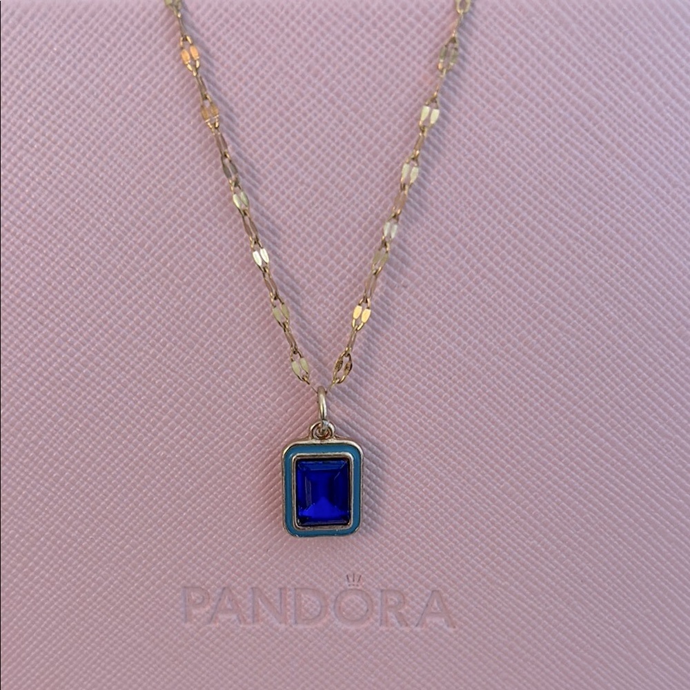 Gold Necklace with Blue Pendant